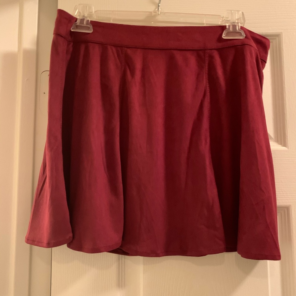 Maroon suede skirt